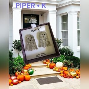 Piper • K  Silver Super Sparkly Ghost Earrings glass stones Nwt